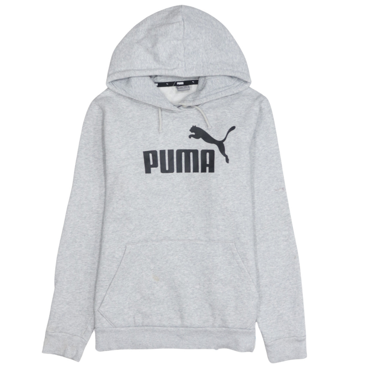 Puma Mens Grey Pullover Hoodie M Logo Fleece Sweatshirt