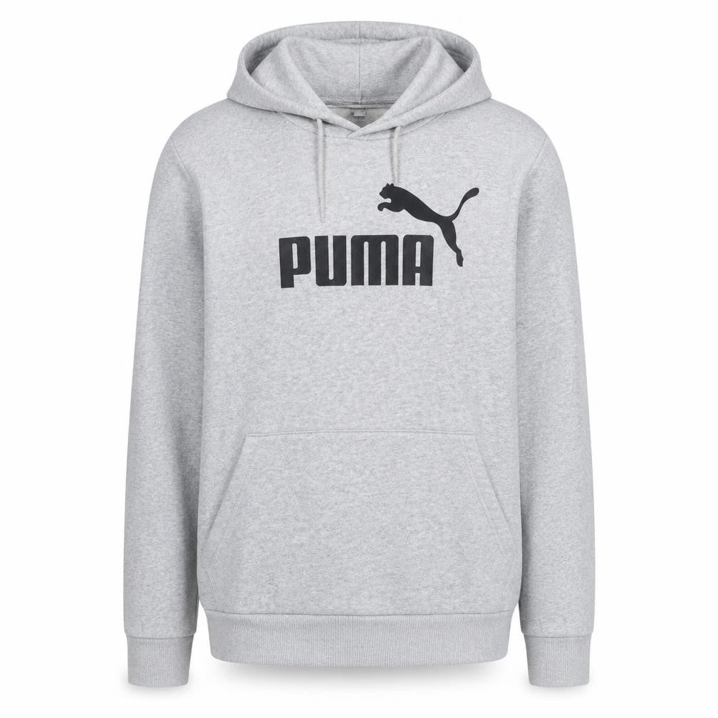Puma Mens Grey Pullover Hoodie M Logo Fleece Sweatshirt