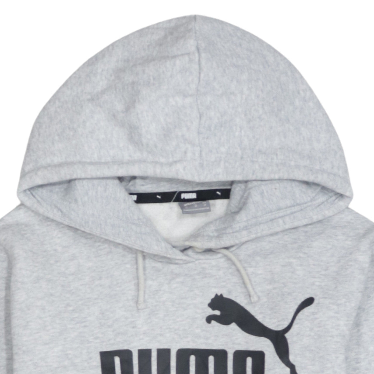 Puma Mens Grey Pullover Hoodie M Logo Fleece Sweatshirt