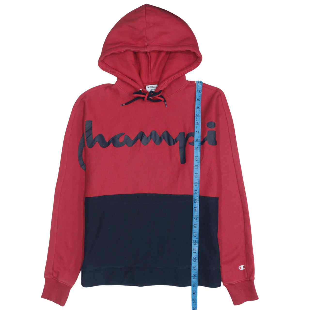 Champion Men's Red Pullover Hoodie Small Logo Graphic Cotton Blend