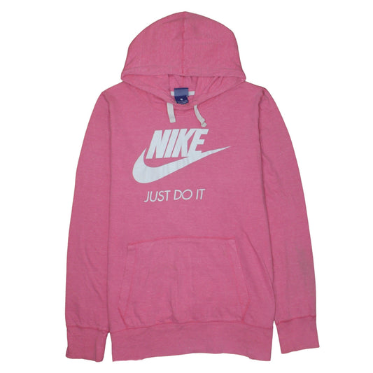 Nike Womens Pink Pullover Hoodie 1X Logo Print Cotton Blend