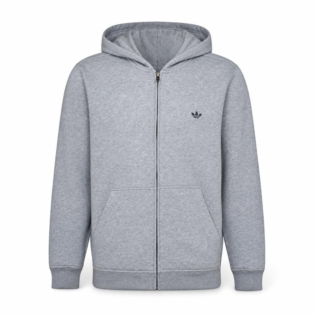 adidas Men Grey Full Zip Hoodie L Regular Fit Sportswear