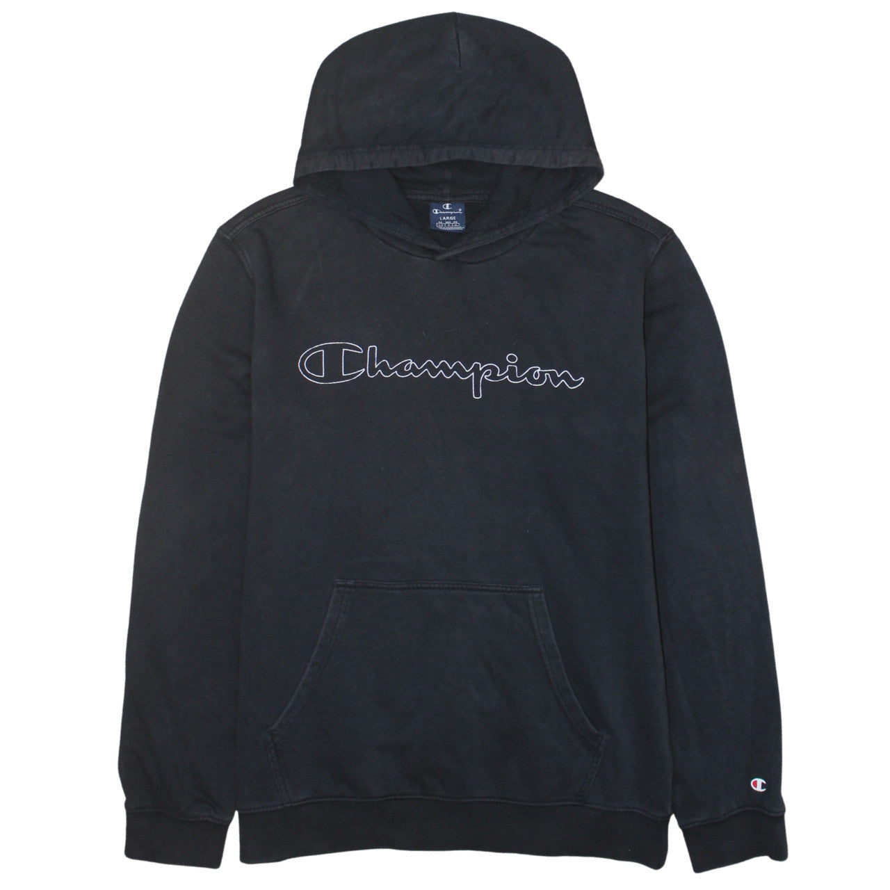 Champion Men's Black Pullover Hoodie Size L Sports Fleece Sweatshirt
