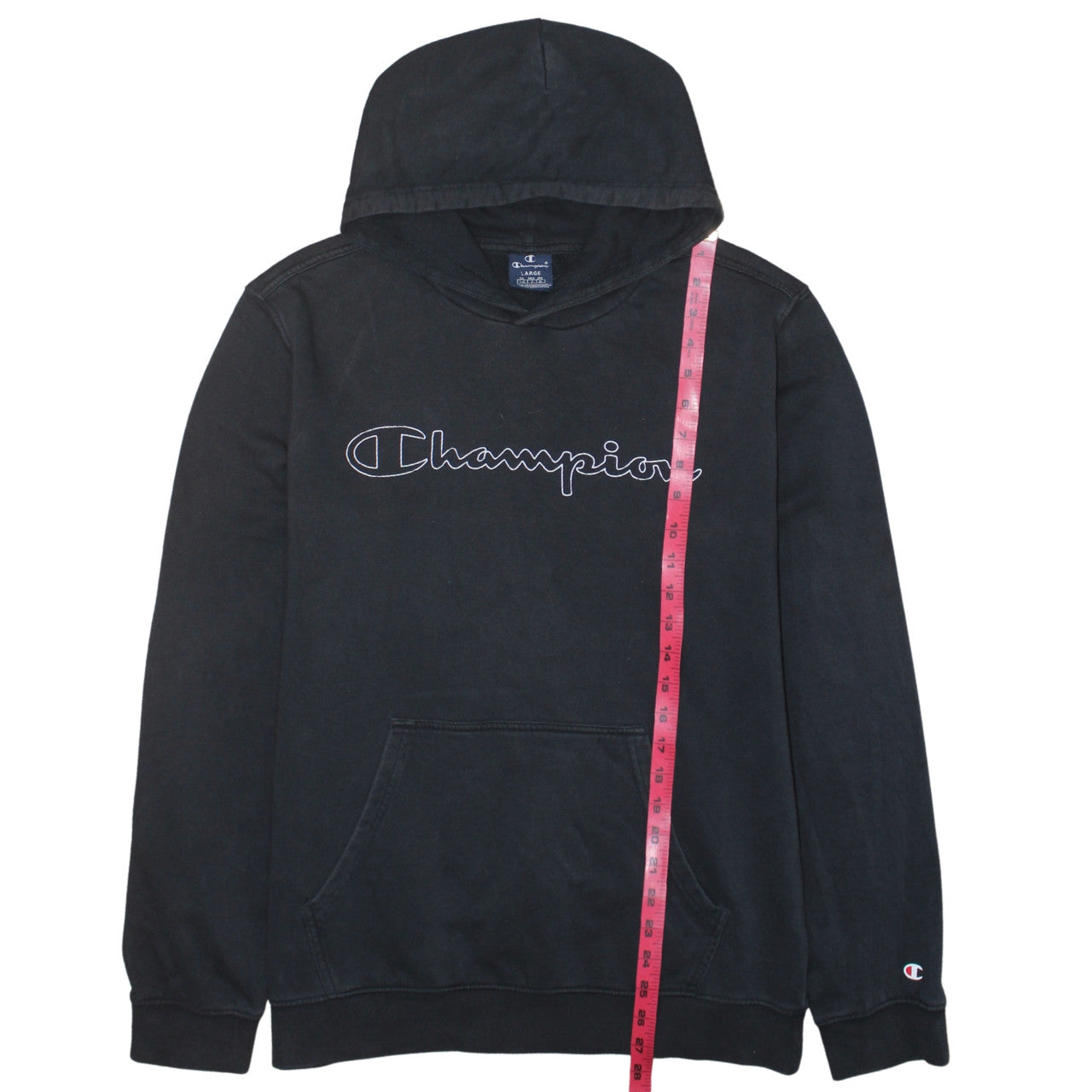 Champion Men's Black Pullover Hoodie Size L Sports Fleece Sweatshirt