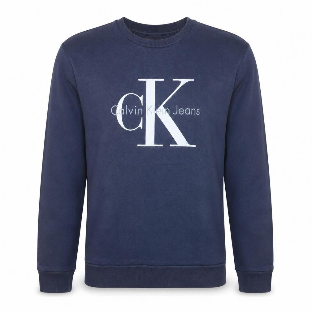 Calvin Klein Jeans Men's Blue Logo Sweatshirt L Pullover Cotton