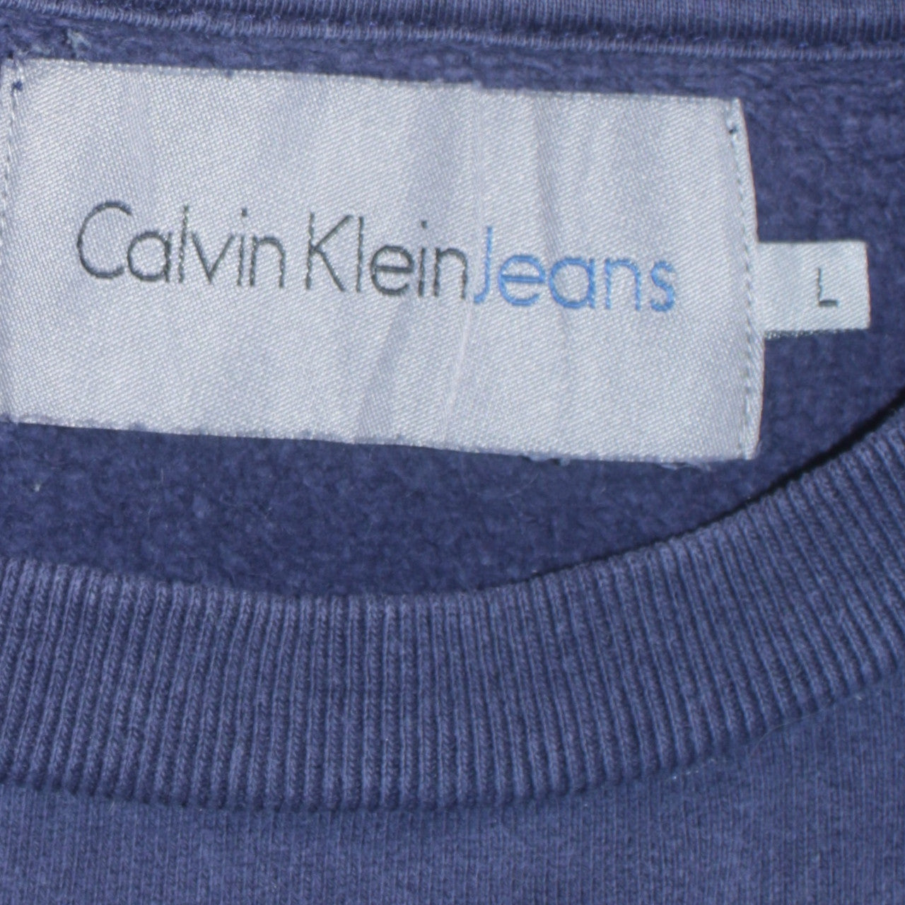 Calvin Klein Jeans Men's Blue Logo Sweatshirt L Pullover Cotton