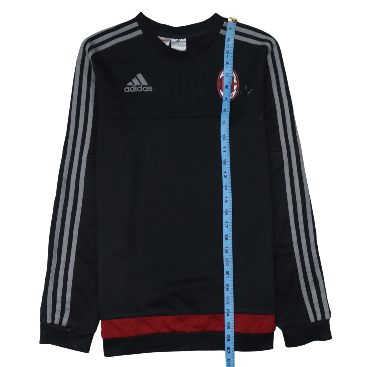 Adidas Boys Black AC Milan Football Sweatshirt 15-16 Years Pullover Top