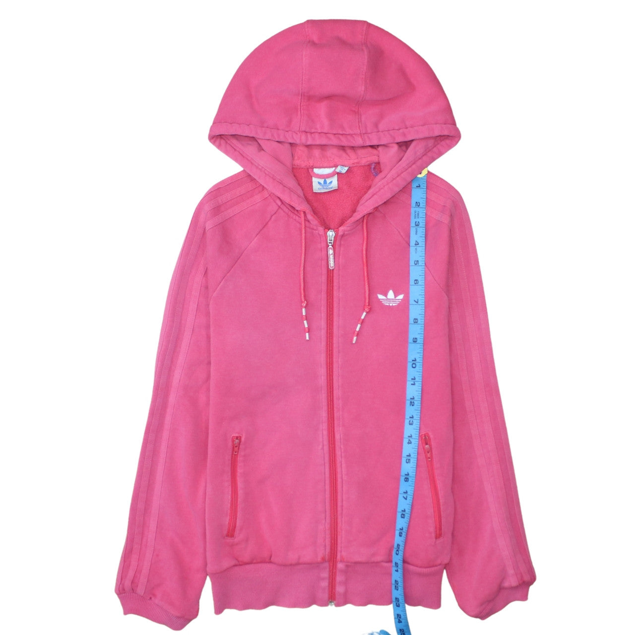 Adidas Womens Pink Full Zip Hoodie Sweatshirt Size M Cotton Blend