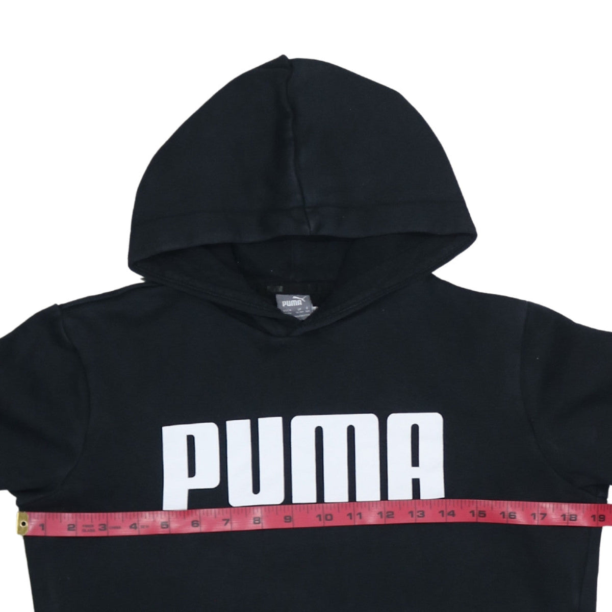Puma Boys Black Pullover Hoodie 13-14 Years Fleece Logo Hooded Sweatshirt
