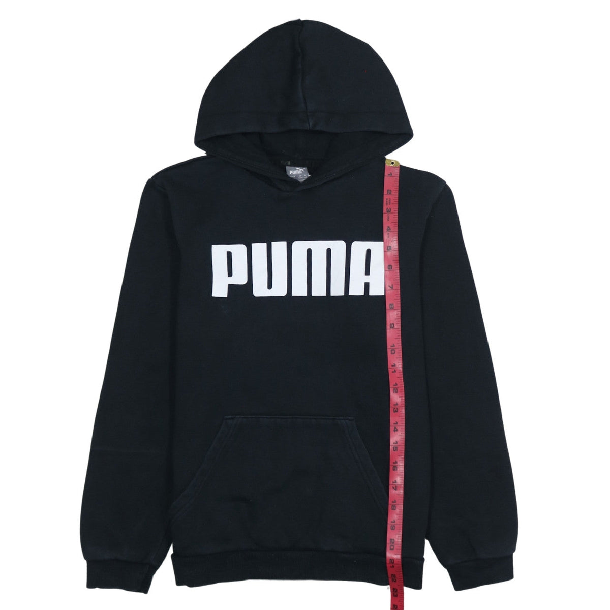 Puma Boys Black Pullover Hoodie 13-14 Years Fleece Logo Hooded Sweatshirt