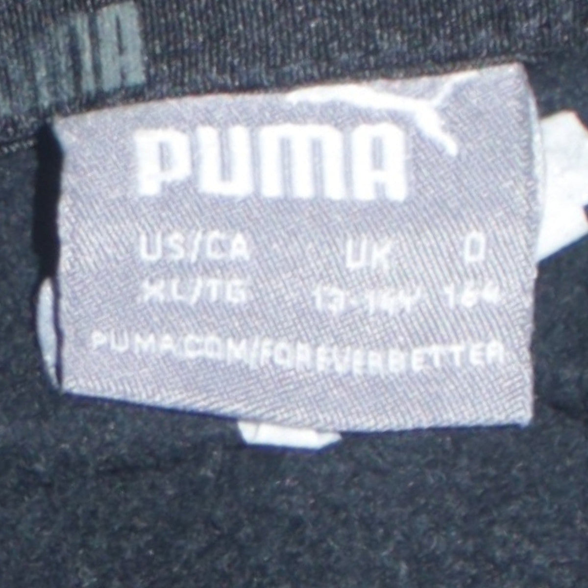 Puma Boys Black Pullover Hoodie 13-14 Years Fleece Logo Hooded Sweatshirt