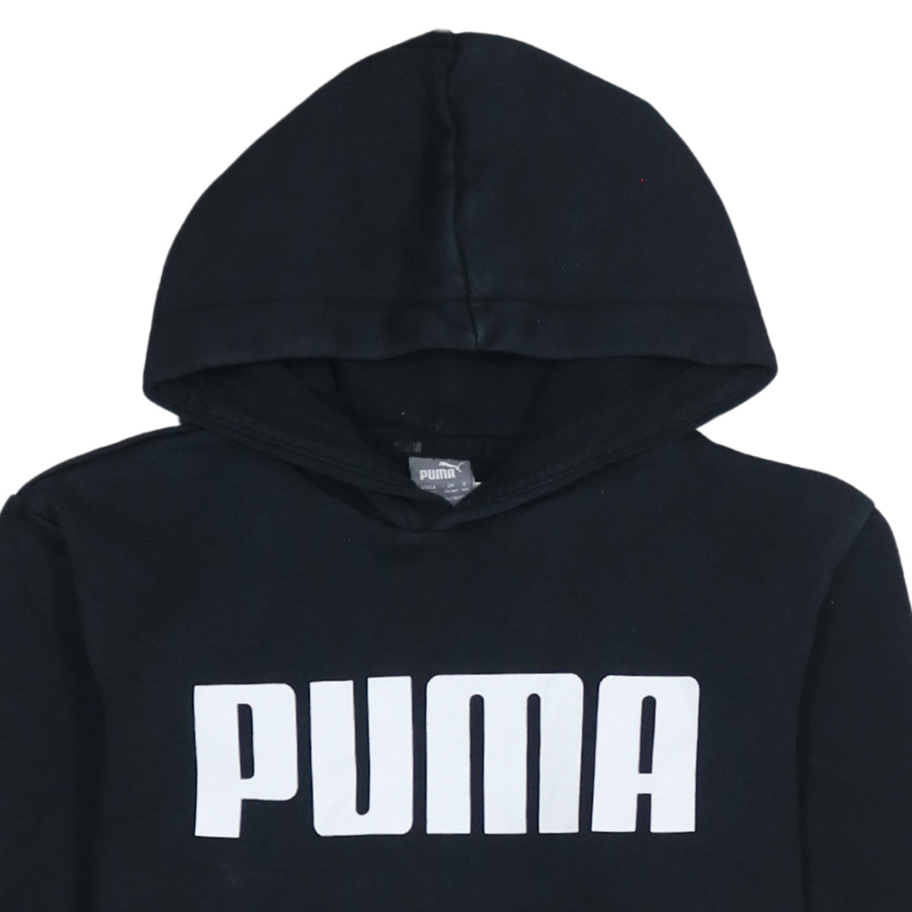 Puma Boys Black Pullover Hoodie 13-14 Years Fleece Logo Hooded Sweatshirt