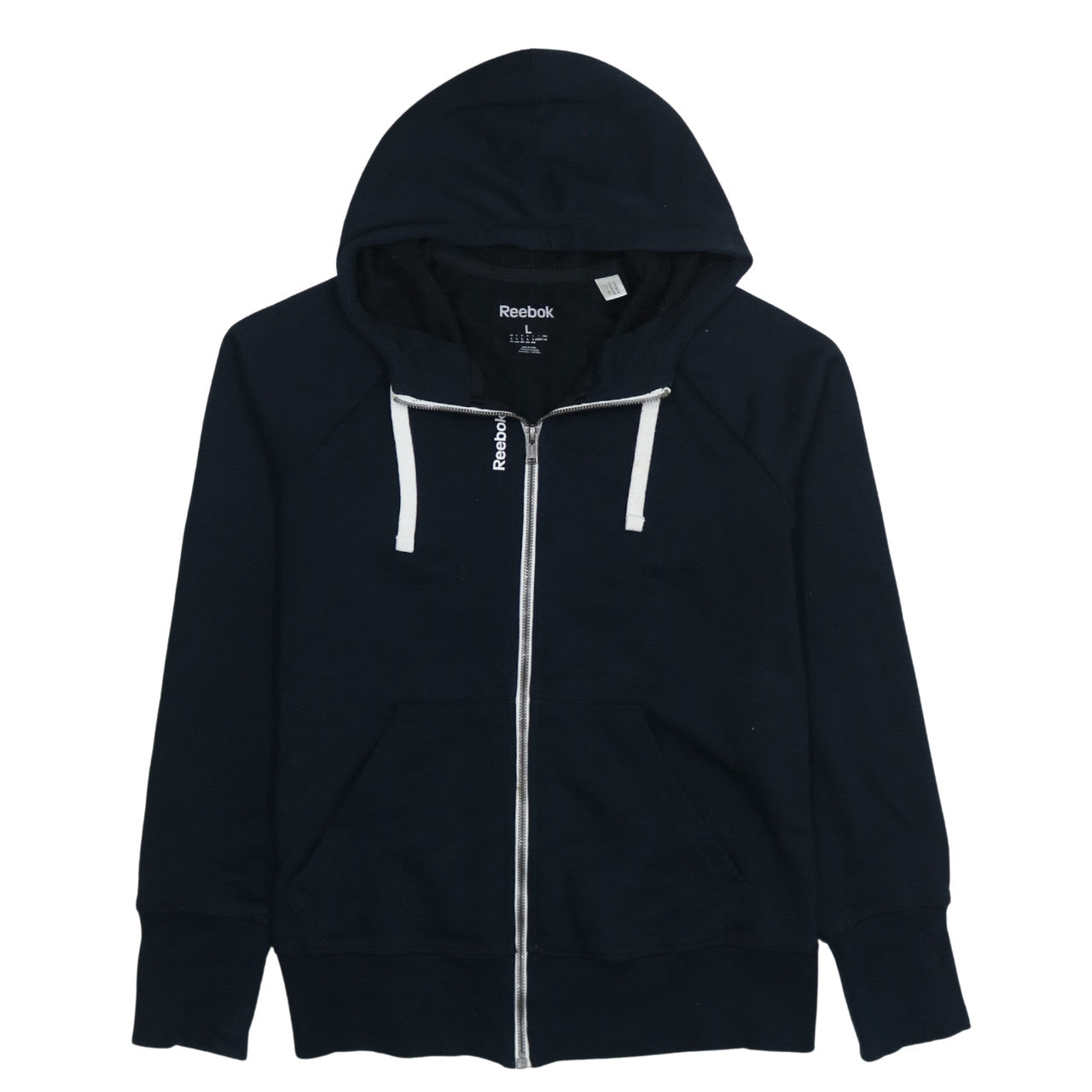 Reebok Women's Black Full Zip Hoodie Size L Cotton Blend