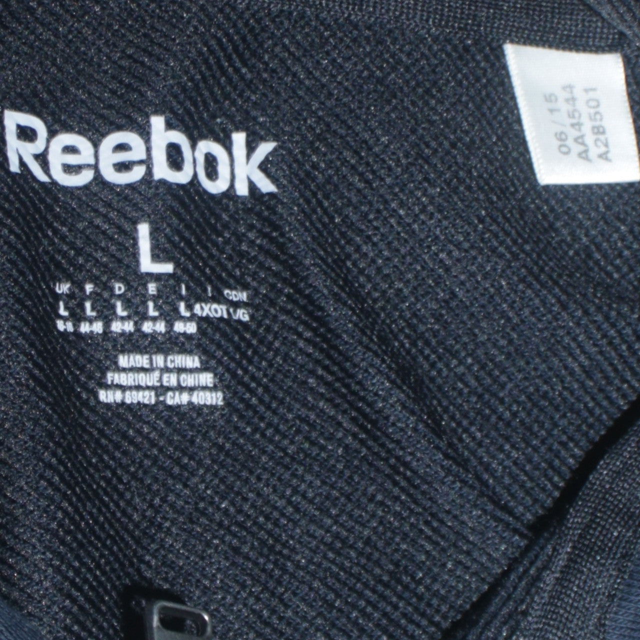 Reebok Women's Black Full Zip Hoodie Size L Cotton Blend