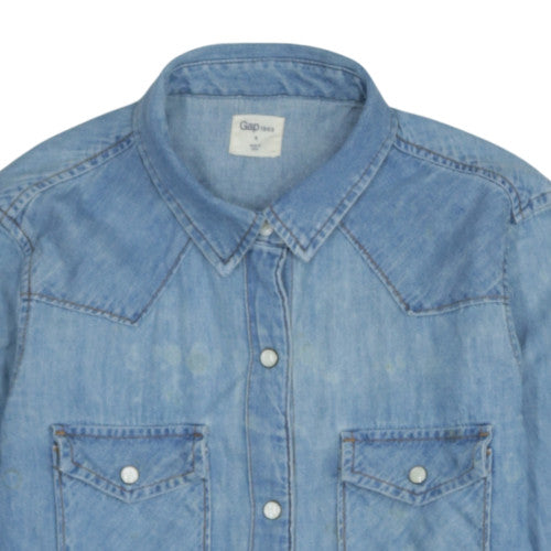 Gap Women Blue Denim Button-Up Long Sleeve Shirt Size S