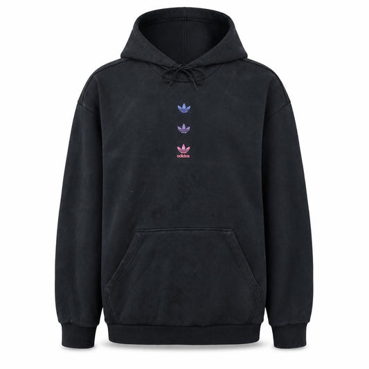 Adidas Womens Black Pullover Hoodie Size 8 Cotton Logo Graphic