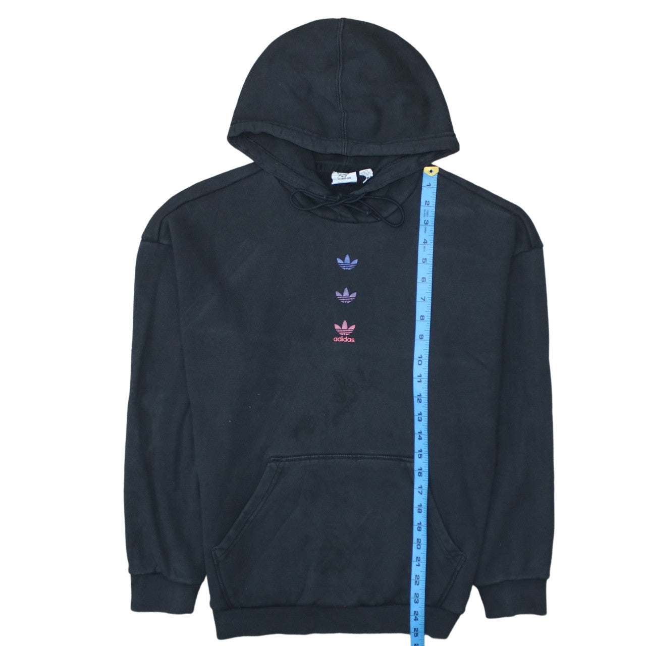 Adidas Womens Black Pullover Hoodie Size 8 Cotton Logo Graphic
