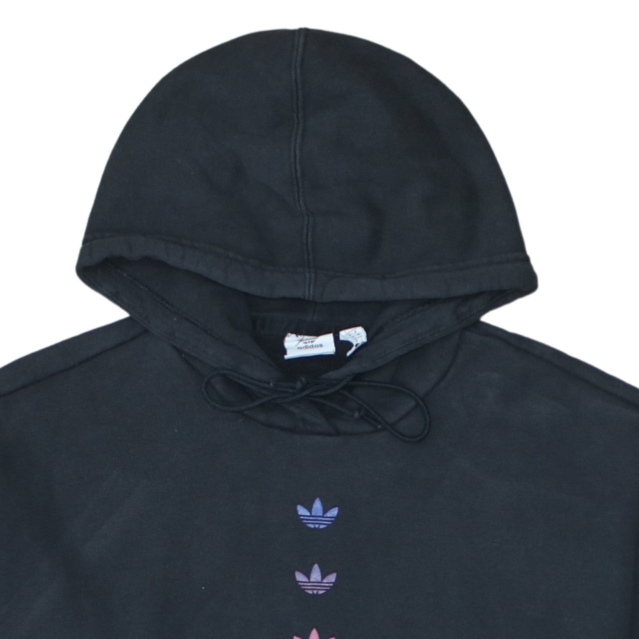 Adidas Womens Black Pullover Hoodie Size 8 Cotton Logo Graphic