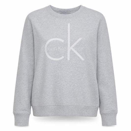 Calvin Klein Jeans Women Grey Logo Crew Neck Sweatshirt L