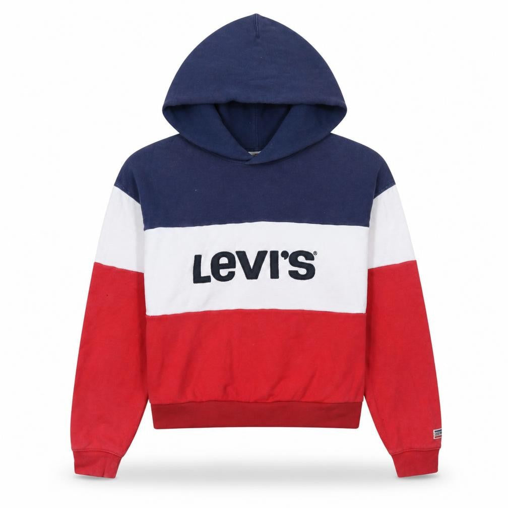 Levi's Women's Navy Red White Colourblock Hoodie XS Pullover Cotton