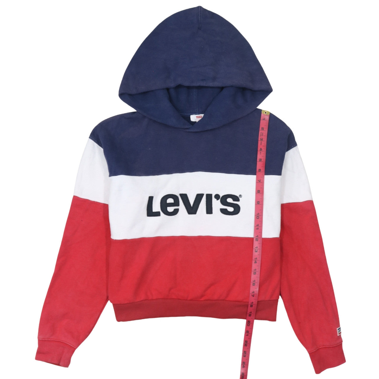Levi's Women's Navy Red White Colourblock Hoodie XS Pullover Cotton