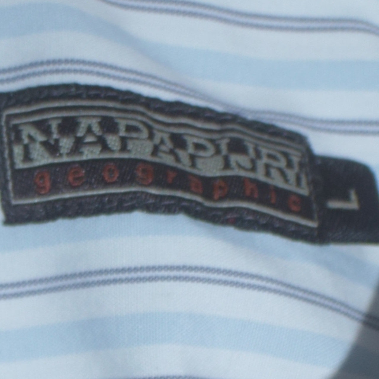 Napapijri Men Blue Striped Short Sleeve Button-Up Cotton Shirt L