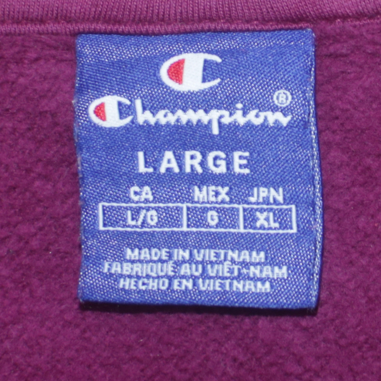 Champion Women’s Purple 1/4 Zip Pullover Sweatshirt Size L Cotton Logo