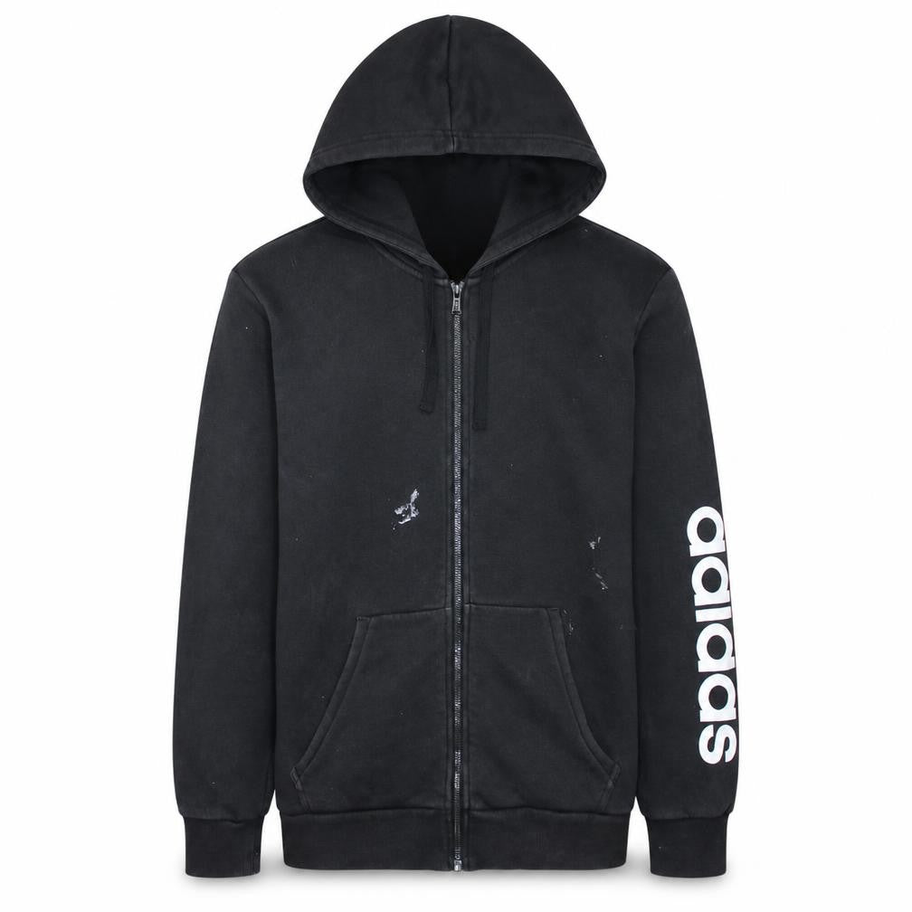 Adidas Men's Black Full Zip Hoodie Size M Sports Logo Fleece