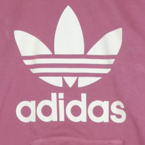 Adidas Women Pink Pullover Hoodie Size 8 Logo Hooded Sweatshirt