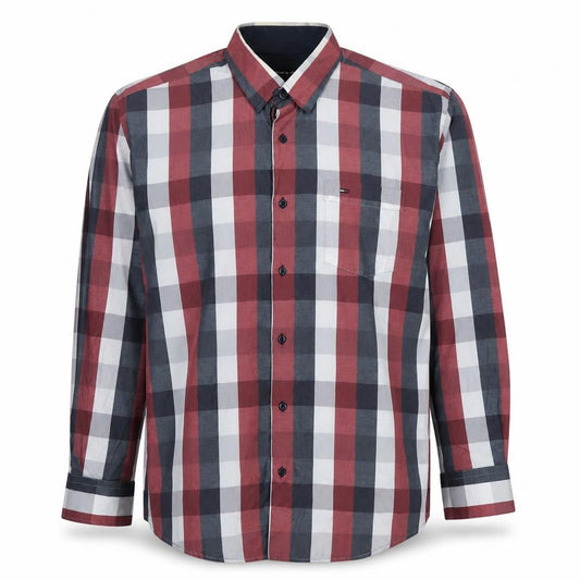 Tommy Hilfiger Men's Red Blue Check Long Sleeve Button-Up Shirt 2XL