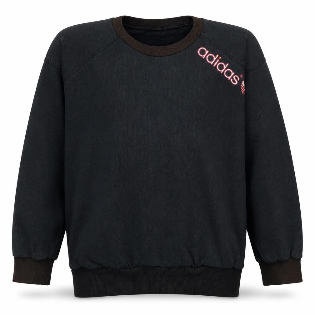 Adidas Boys Black Pullover Sweatshirt 16 Years Retro Logo Fleece