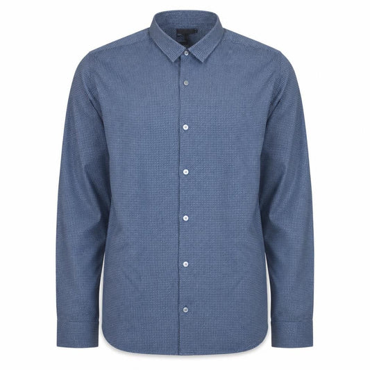 Emporio Armani Men's Blue Slim Fit Long Sleeve Cotton Shirt Size L