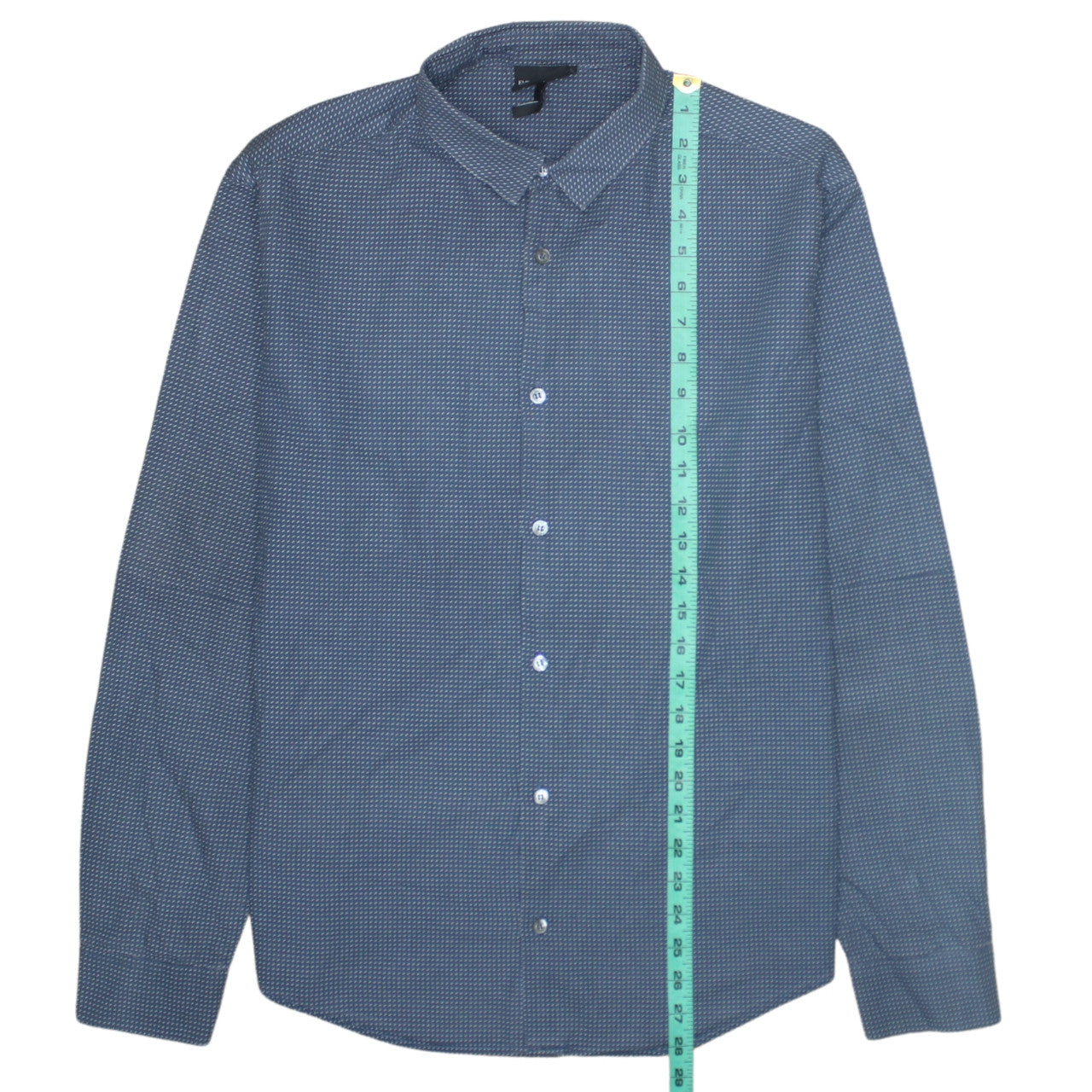 Emporio Armani Men's Blue Slim Fit Long Sleeve Cotton Shirt Size L
