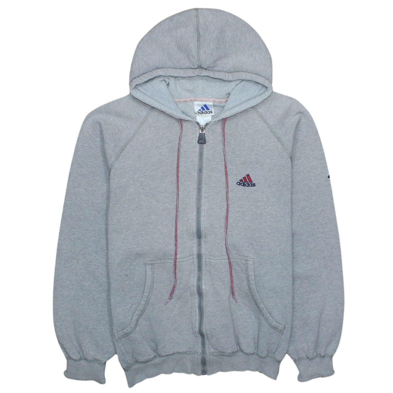 Adidas Men's Grey Full Zip Hoodie M Logo Sportswear Sweatshirt