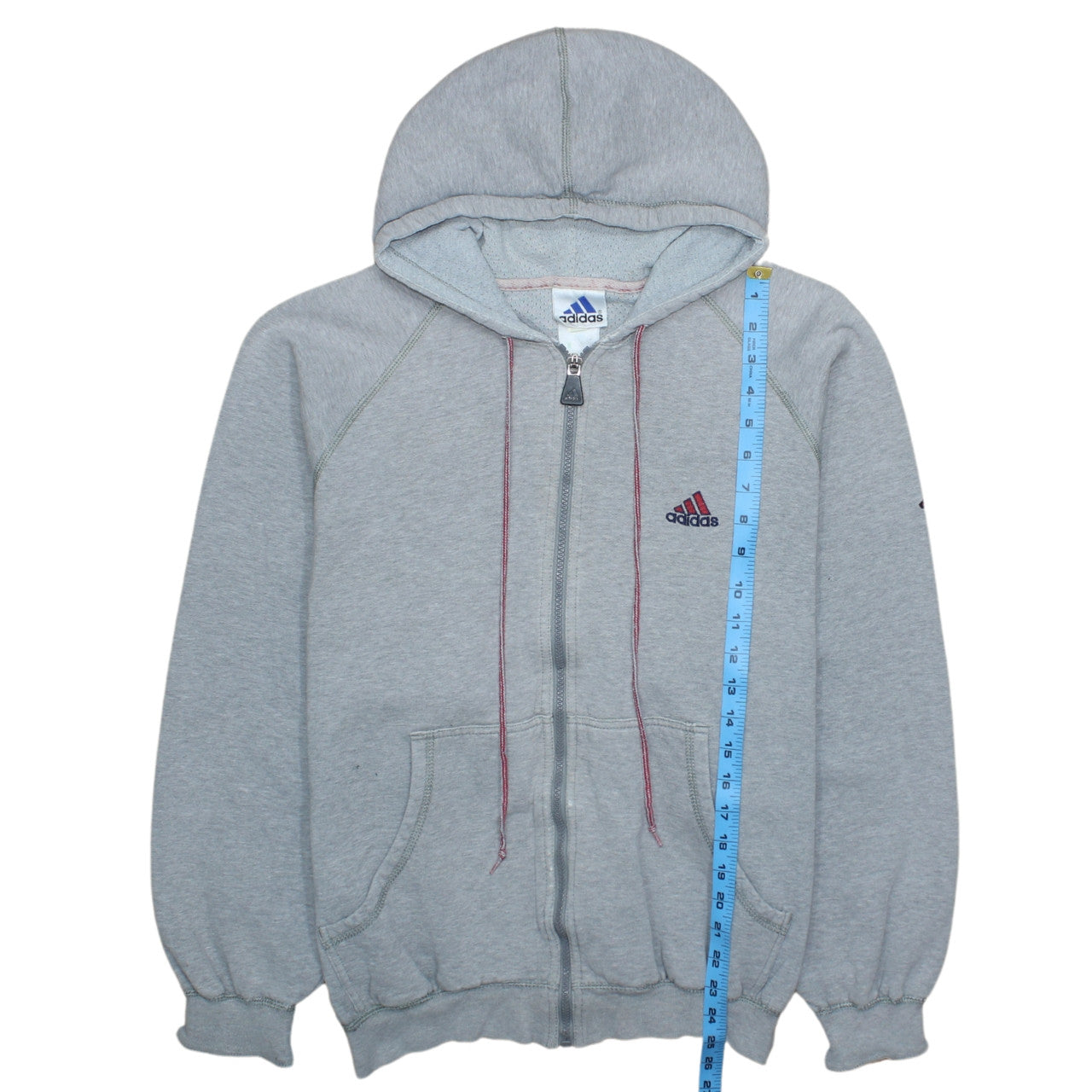 Adidas Men's Grey Full Zip Hoodie M Logo Sportswear Sweatshirt