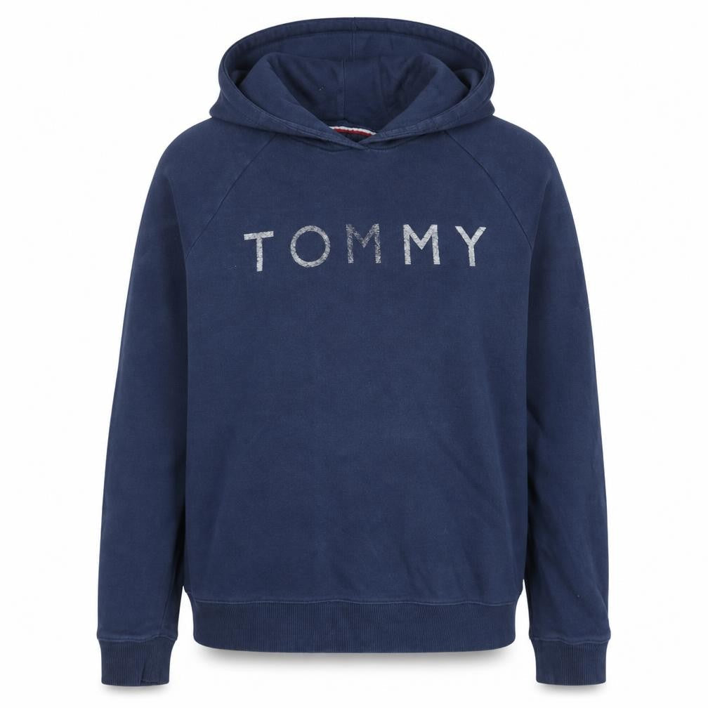 Tommy Hilfiger Womens Navy Blue Pullover Hoodie XL Cotton Logo