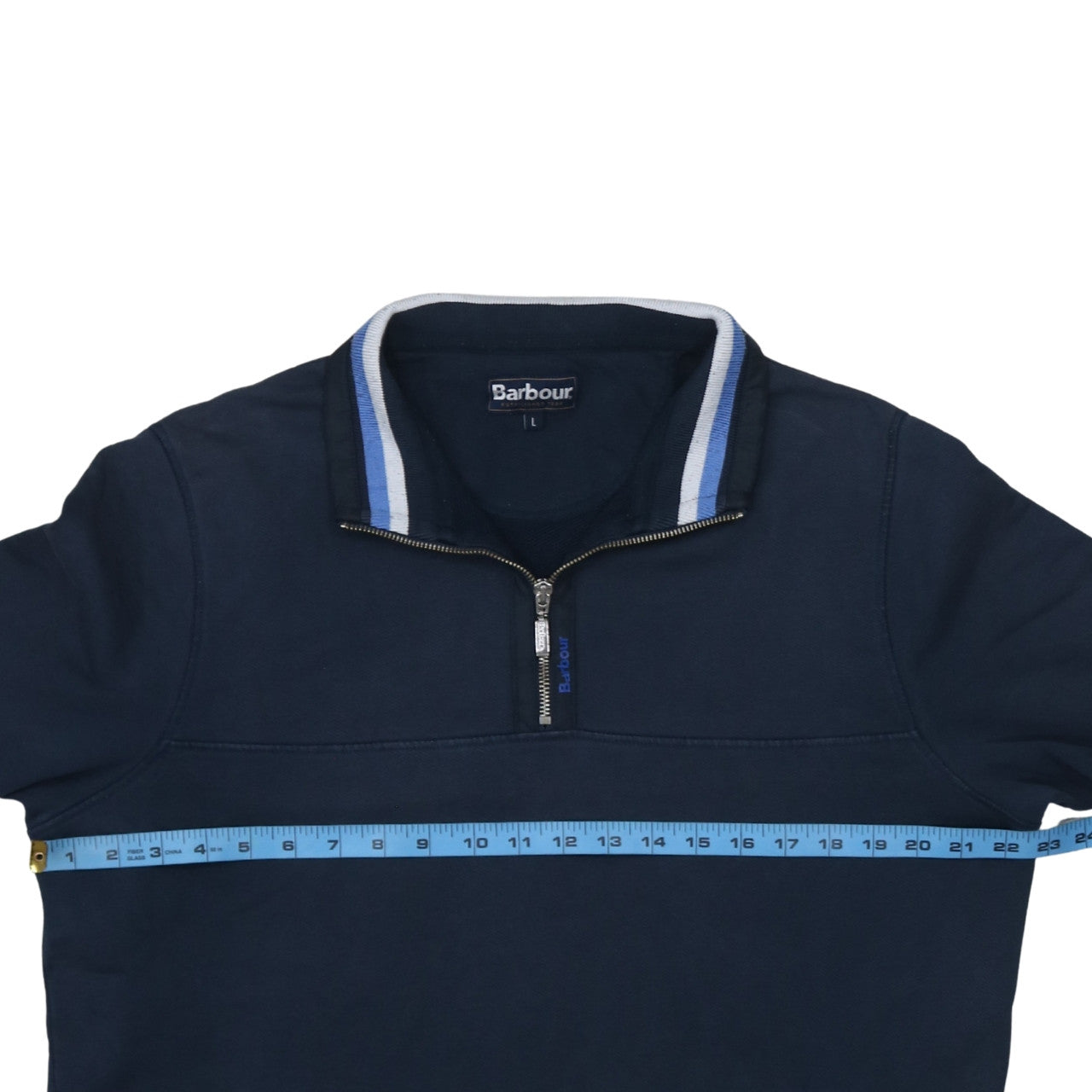 Barbour Men Blue L 1/4 Zip Cotton Sweatshirt Pullover