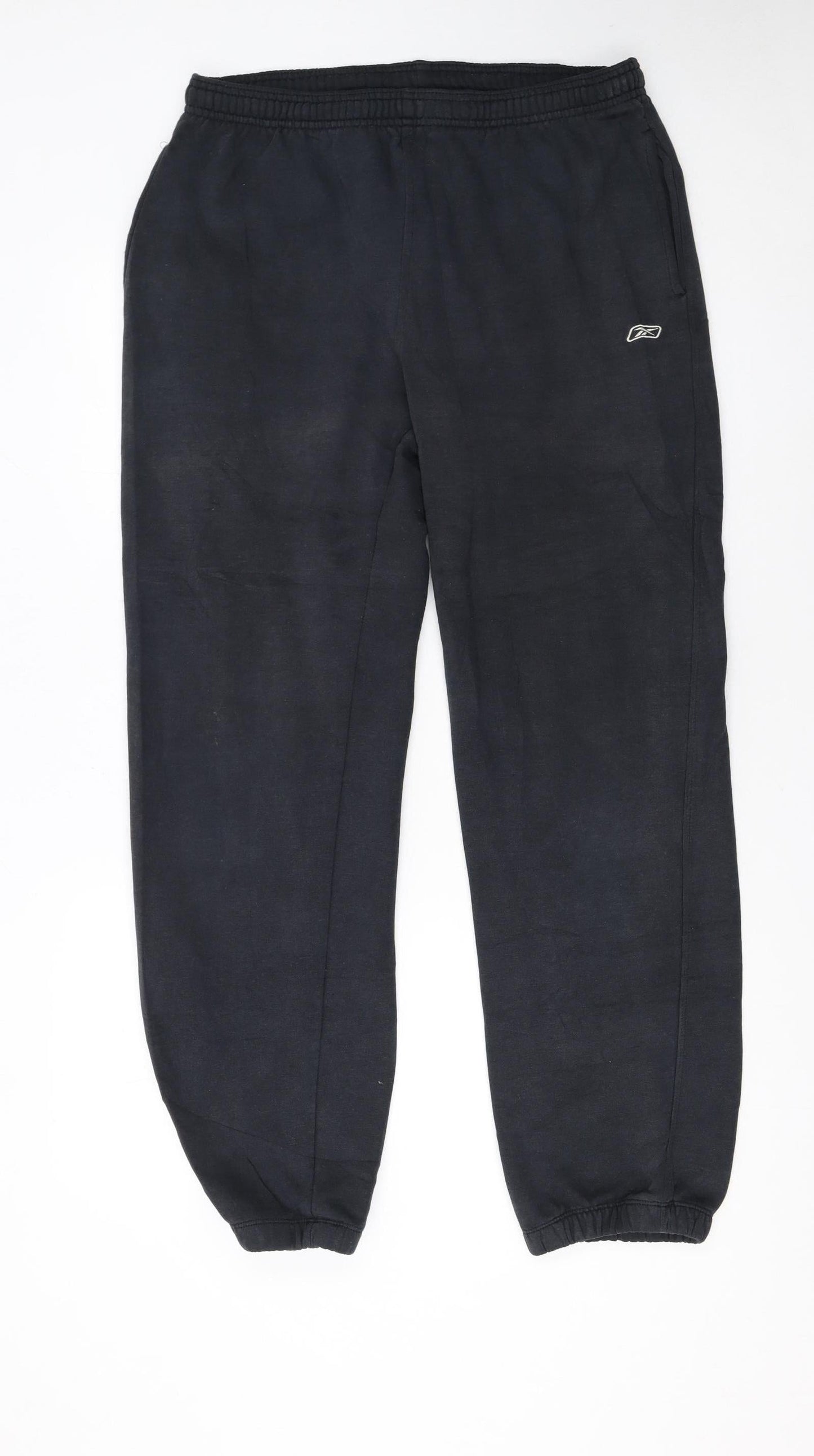 Reebok Men Black Jogger Trousers L Regular Fit Elastic Waist