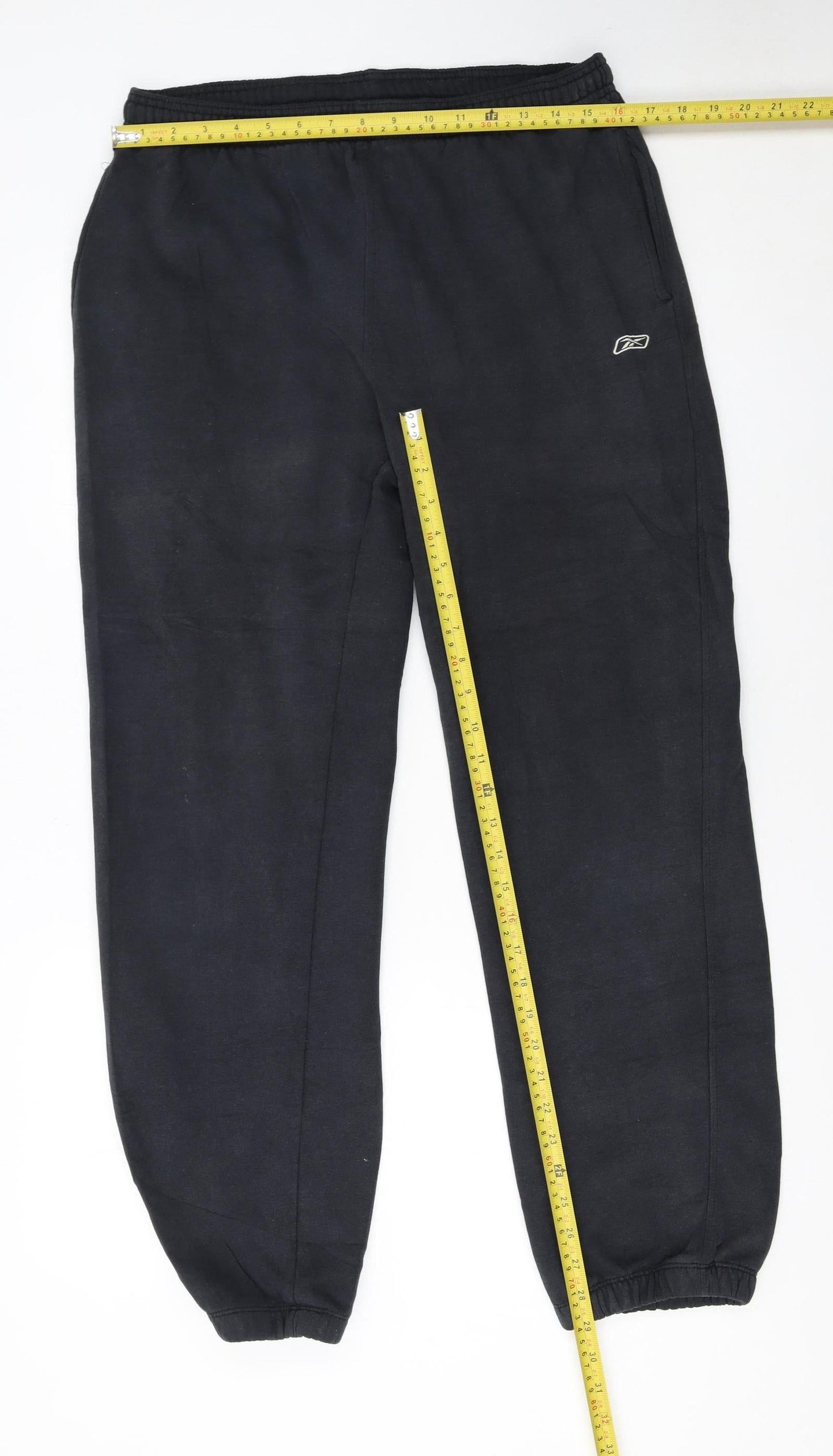 Reebok Men Black Jogger Trousers L Regular Fit Elastic Waist