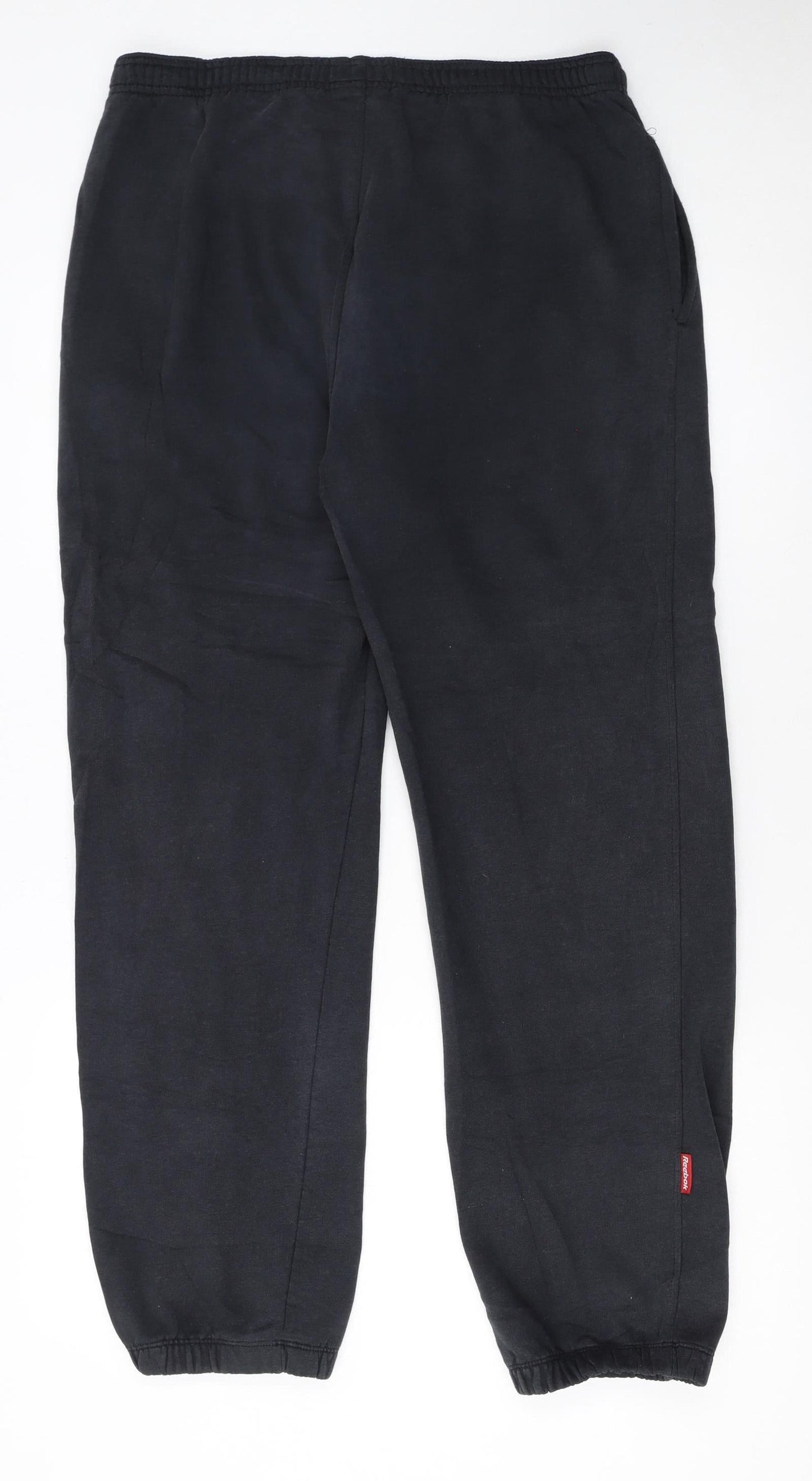 Reebok Men Black Jogger Trousers L Regular Fit Elastic Waist