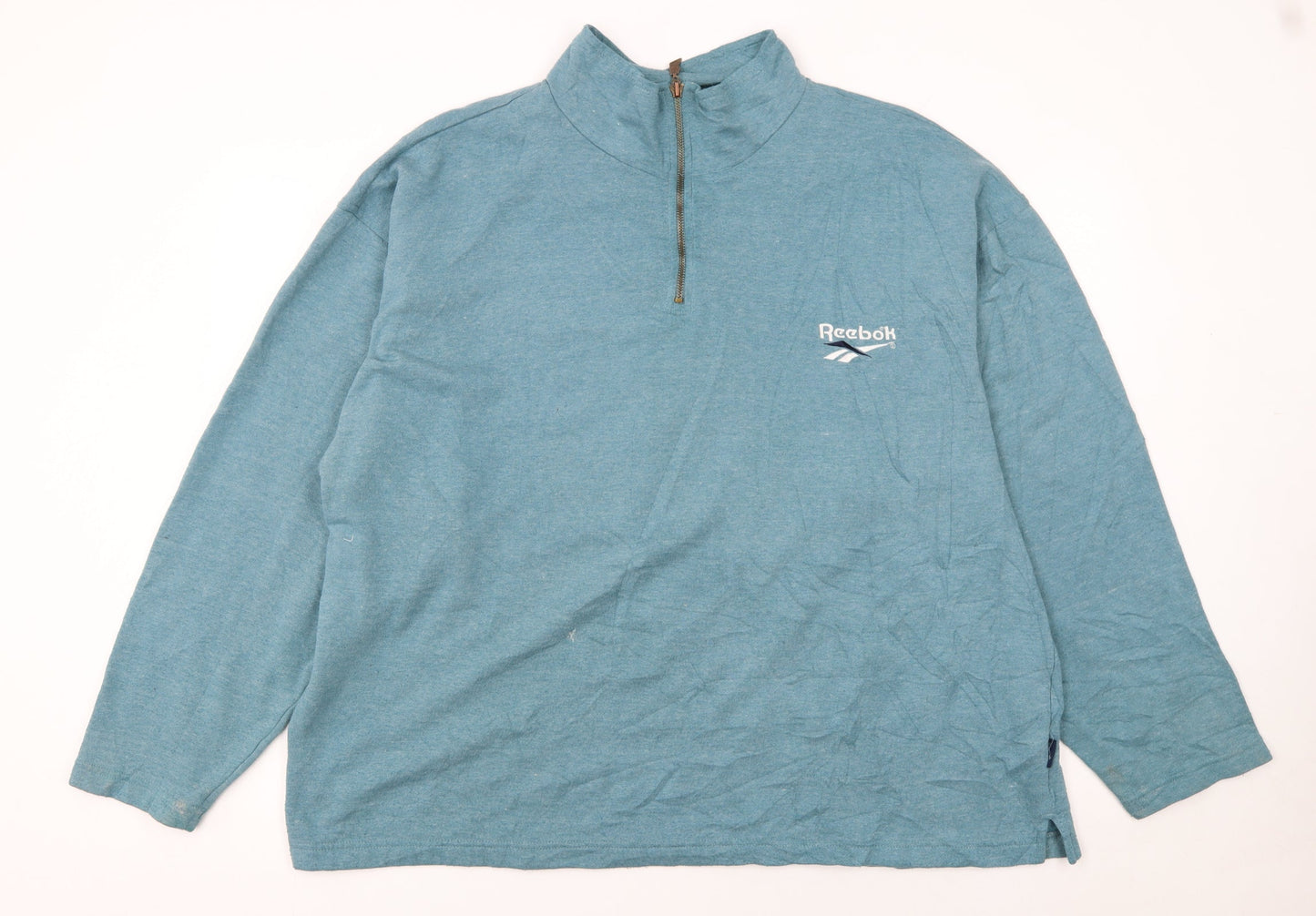 Reebok Women Blue 1/4 Zip Pullover Sweatshirt Size L