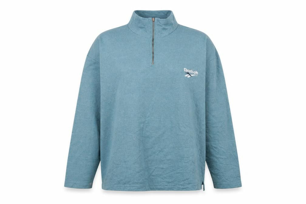 Reebok Women Blue 1/4 Zip Pullover Sweatshirt Size L