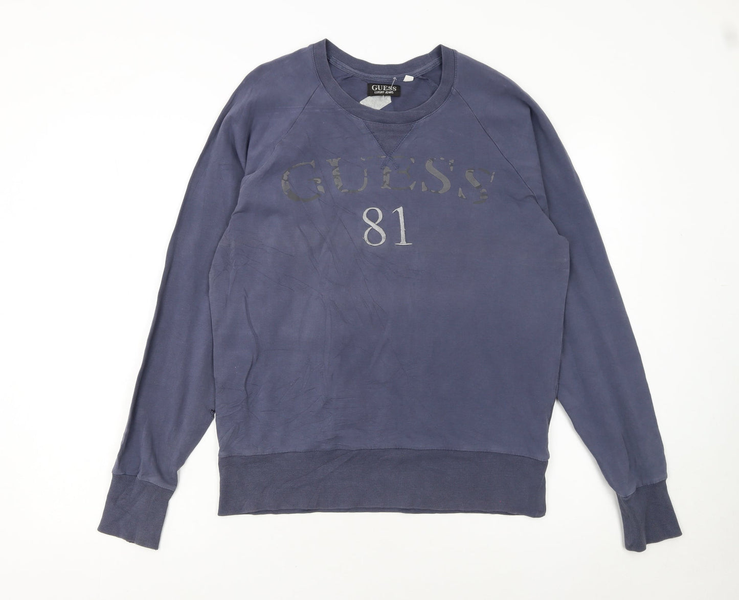 Guess Luxury Jeans Womens Blue Crew Neck Pullover Sweatshirt M