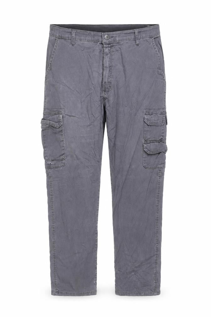Wrangler Mens Grey Cargo Trousers 40x30 Regular Tapered Cotton
