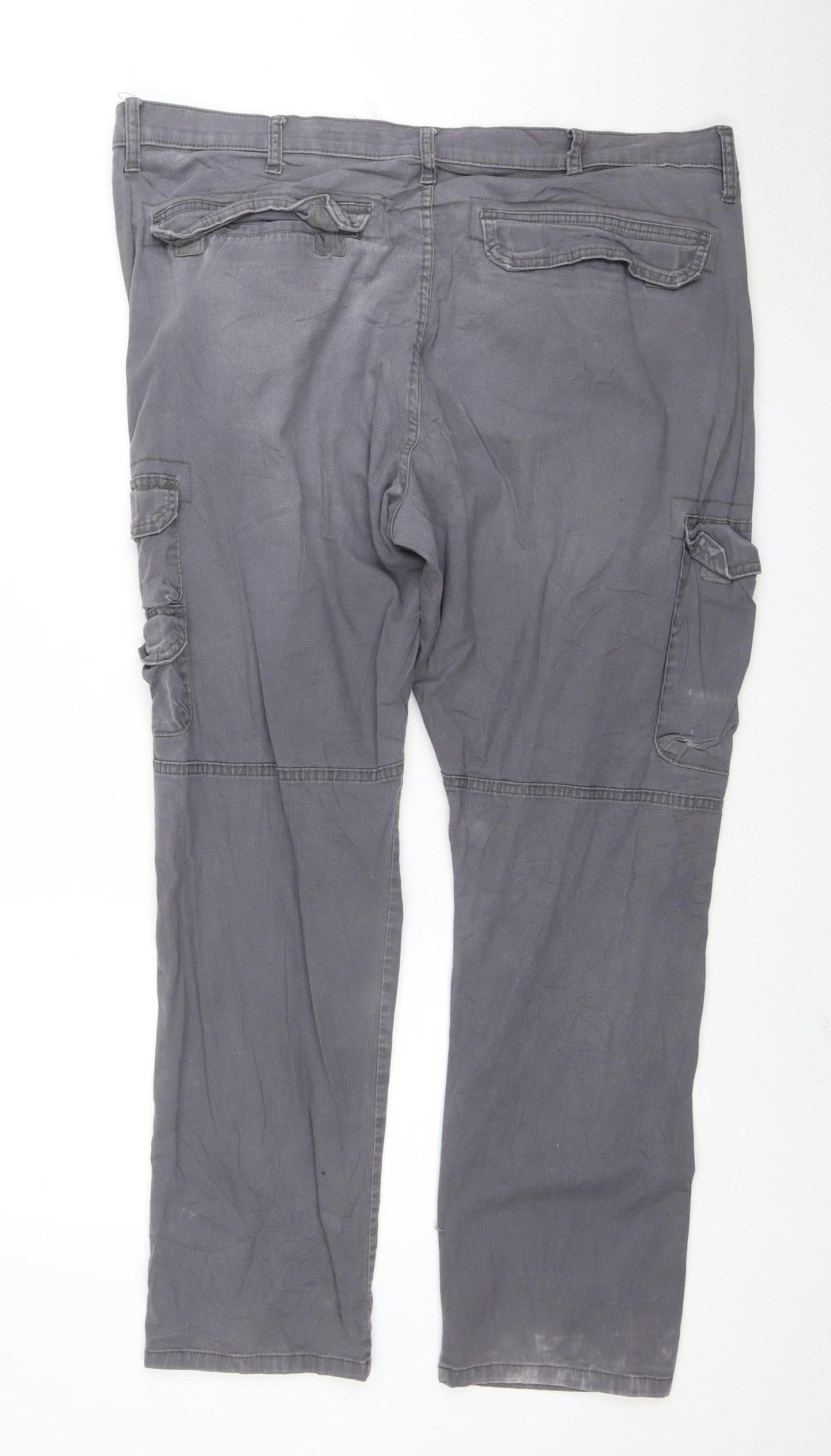 Wrangler Mens Grey Cargo Trousers 40x30 Regular Tapered Cotton