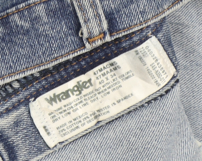 Wrangler Men's Blue 40x34 Straight Fit Denim Jeans