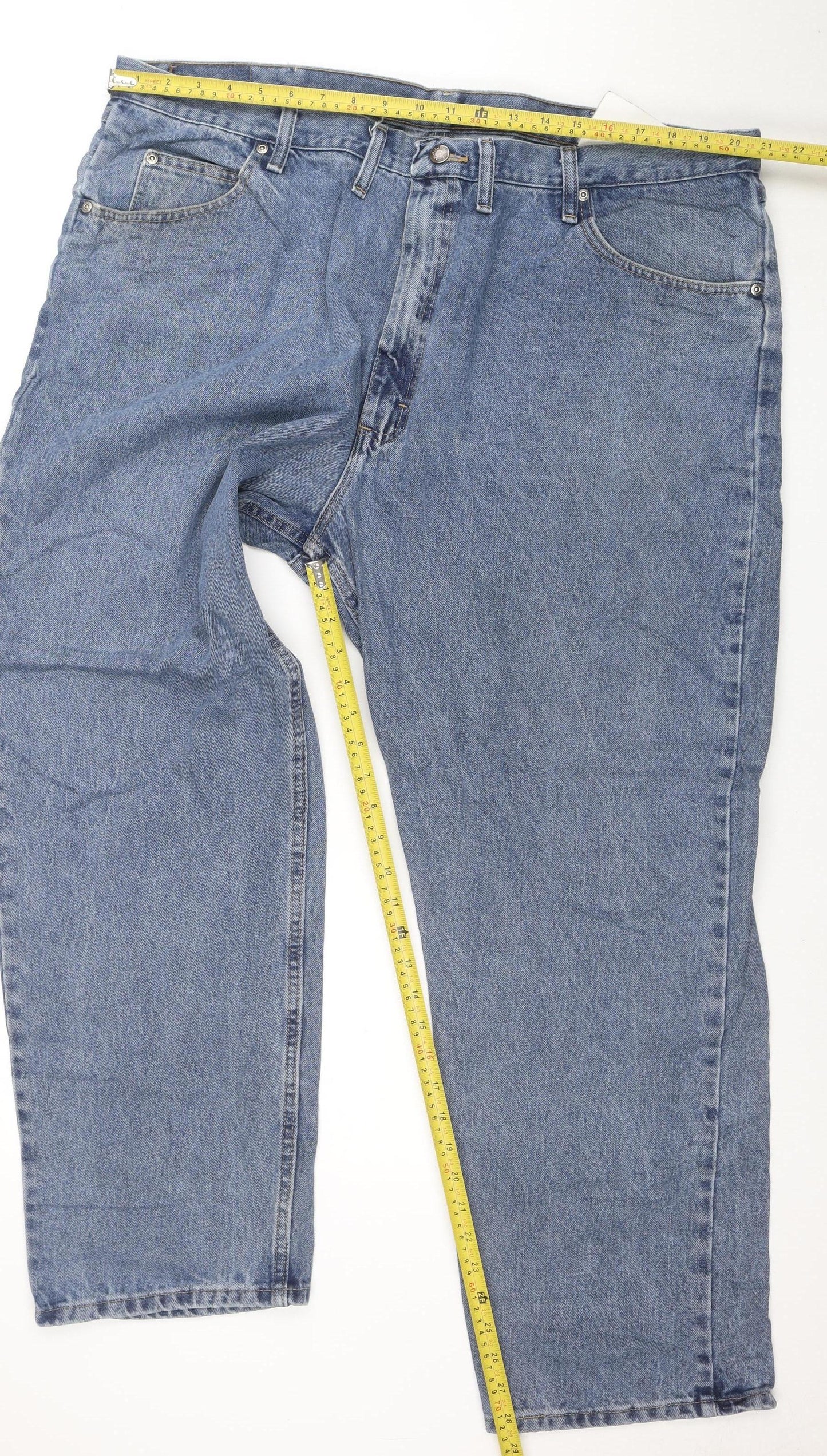 Wrangler Men's Blue Relaxed Fit Straight Jeans 44x32 Denim