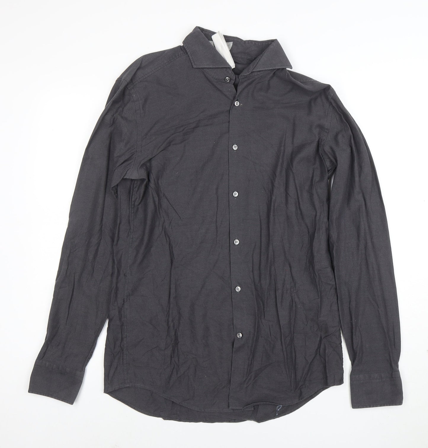 BOSS Men's Grey Slim Fit Long Sleeve Cotton Button-Up Shirt