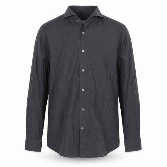 BOSS Men's Grey Slim Fit Long Sleeve Cotton Button-Up Shirt