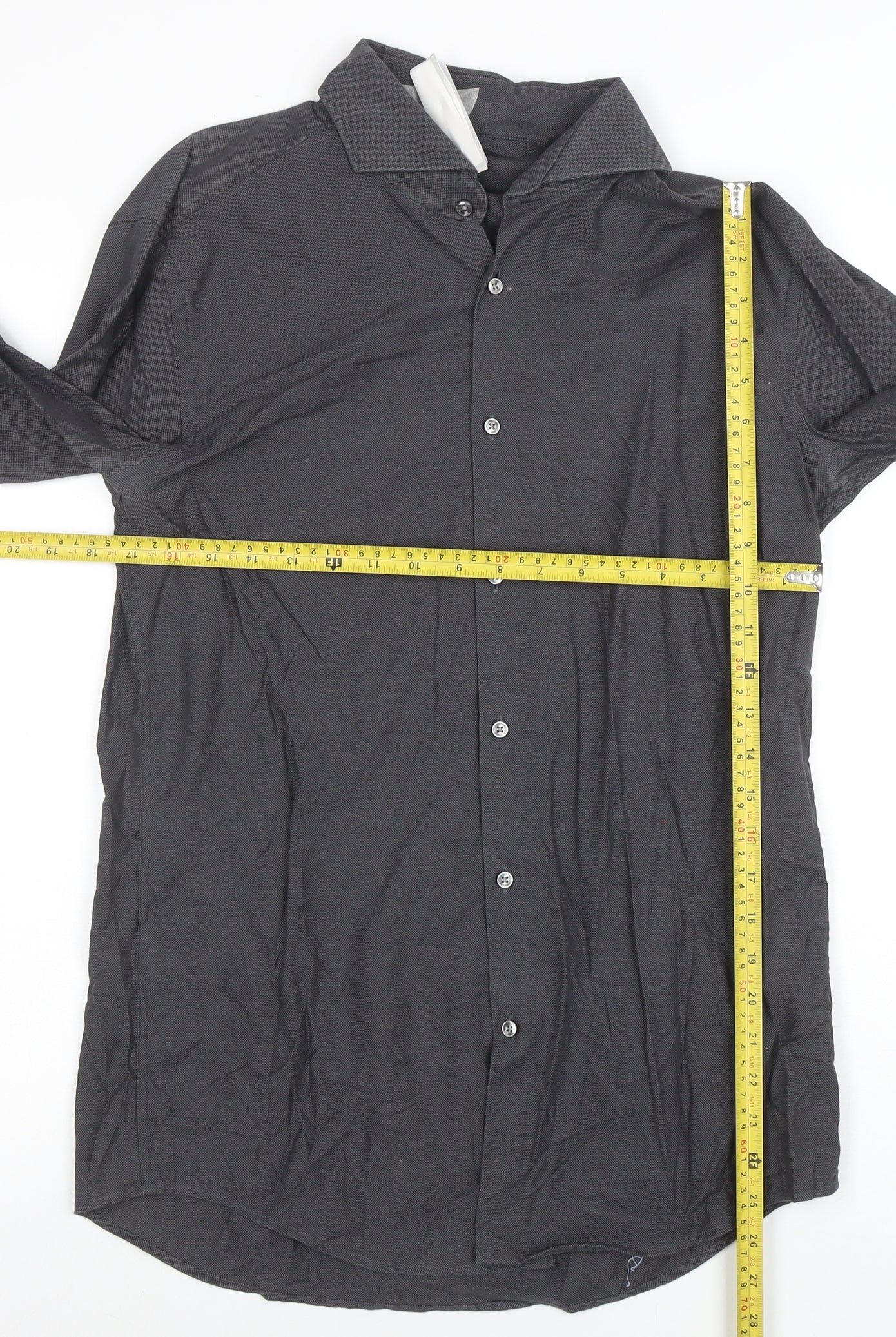BOSS Men's Grey Slim Fit Long Sleeve Cotton Button-Up Shirt